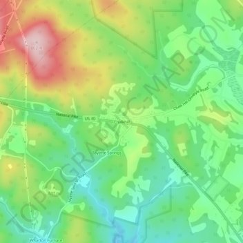 Mapa topográfico Chalkhill, altitud, relieve