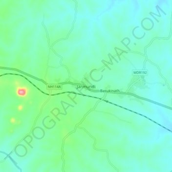 Mapa topográfico Jarmundi, altitud, relieve