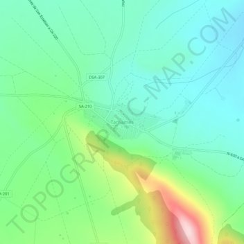 Mapa topográfico Tamames, altitud, relieve