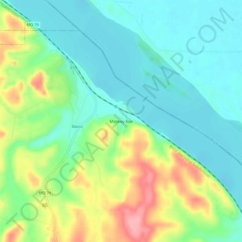 Mapa topográfico Monkey Run, altitud, relieve