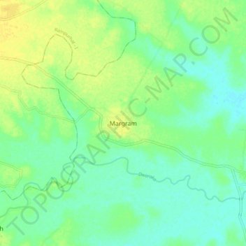 Mapa topográfico Margram, altitud, relieve