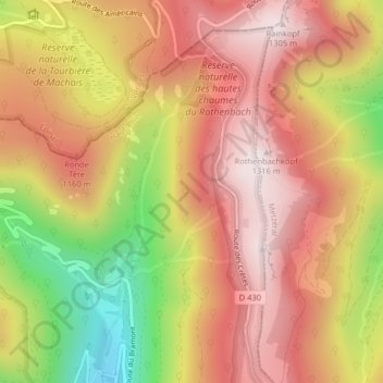 Mapa topográfico Herz, altitud, relieve