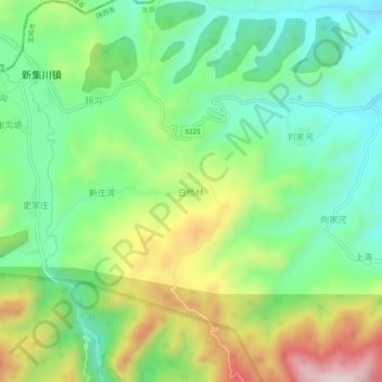 Mapa topográfico 白杨林, altitud, relieve