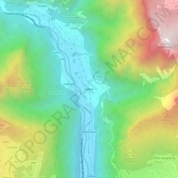 Mapa topográfico Righele, altitud, relieve