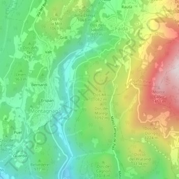 Mapa topográfico La Lasta, altitud, relieve