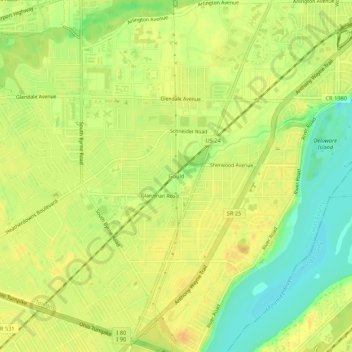 Mapa topográfico Gould, altitud, relieve