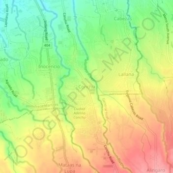 Mapa topográfico Conchu, altitud, relieve