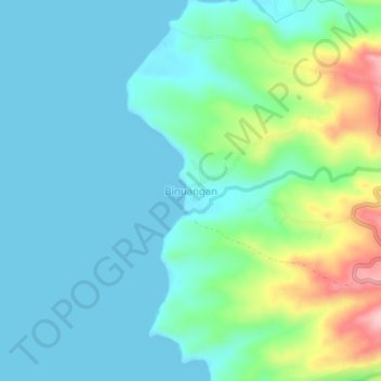 Mapa topográfico Binuangan, altitud, relieve