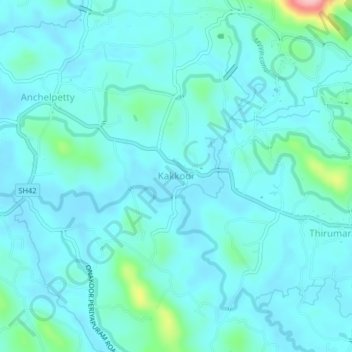 Mapa topográfico Kakkoor, altitud, relieve