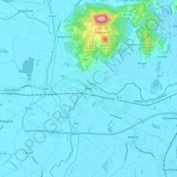 Mapa topográfico Este, altitud, relieve