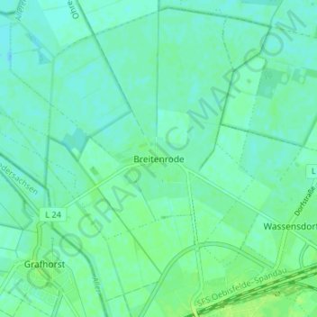 Mapa topográfico Breitenrode, altitud, relieve