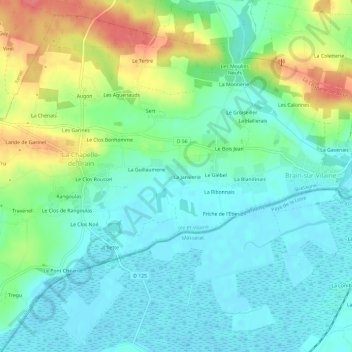 Mapa topográfico Bas Bilain, altitud, relieve