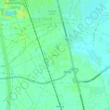 Mapa topográfico Siwah, altitud, relieve