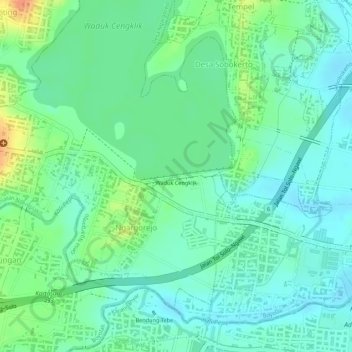 Mapa topográfico Waduk Cengklik, altitud, relieve