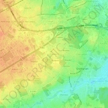 Mapa topográfico Pichey, altitud, relieve