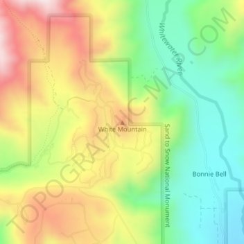 Mapa topográfico White Mountain, altitud, relieve