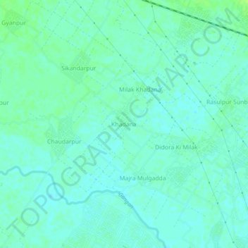 Mapa topográfico Khadana, altitud, relieve