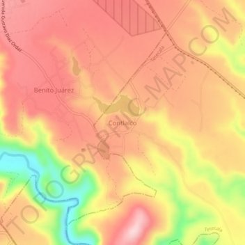 Mapa topográfico Contlalco, altitud, relieve