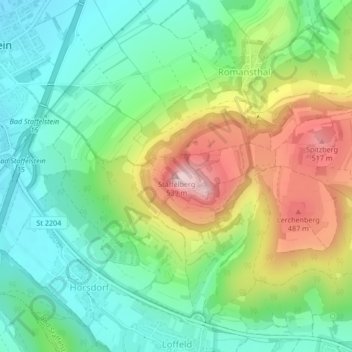 Mapa topográfico Staffelberg, altitud, relieve