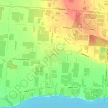 Mapa topográfico Ruthven, altitud, relieve