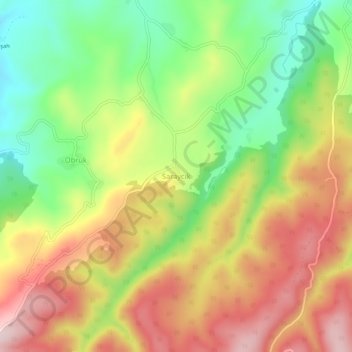 Mapa topográfico Saraycık, altitud, relieve