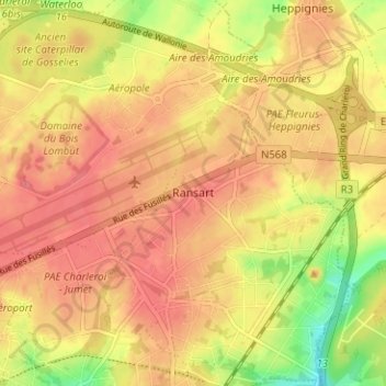Mapa topográfico Ransart, altitud, relieve