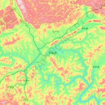 Mapa topográfico 罗甸县, altitud, relieve