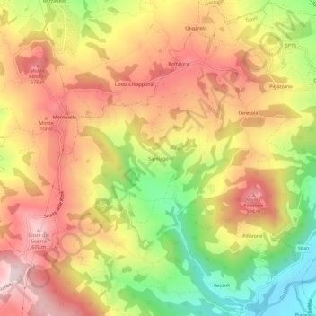 Mapa topográfico Sarniago, altitud, relieve