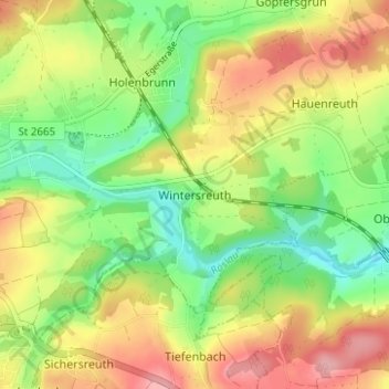 Mapa topográfico Wintersreuth, altitud, relieve