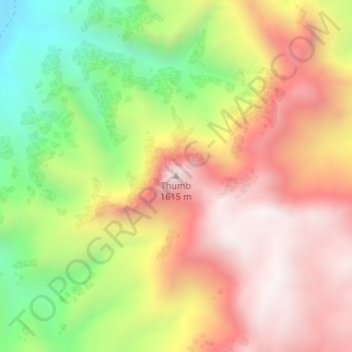 Mapa topográfico Thumb, altitud, relieve