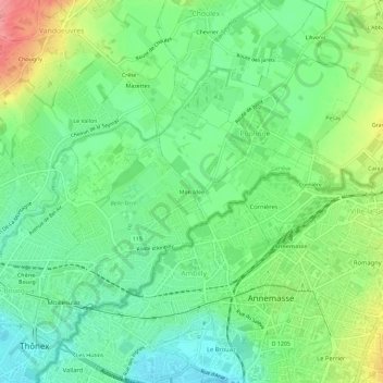 Mapa topográfico Mon Idée, altitud, relieve