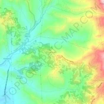 Mapa topográfico San Luigi, altitud, relieve