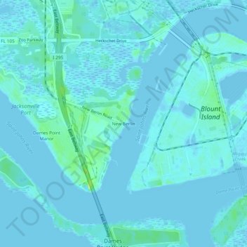 Mapa topográfico New Berlin, altitud, relieve
