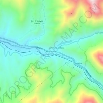 Mapa topográfico Río Colorado, altitud, relieve