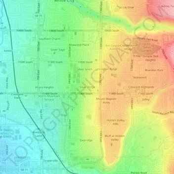 Mapa topográfico Silver Ridge, altitud, relieve
