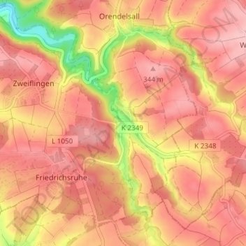Mapa topográfico Tiefensall, altitud, relieve
