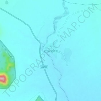 Mapa topográfico Jambughoda, altitud, relieve