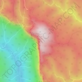 Mapa topográfico Blue Mountains, altitud, relieve