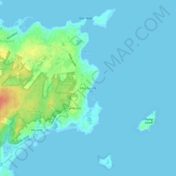 Mapa topográfico Eden Square, altitud, relieve