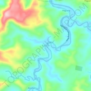 Mapa topográfico Bayho, altitud, relieve