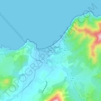 Mapa topográfico Losari, altitud, relieve