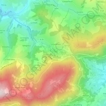 Mapa topográfico Chez Courried, altitud, relieve