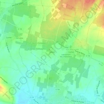Mapa topográfico Brassac, altitud, relieve