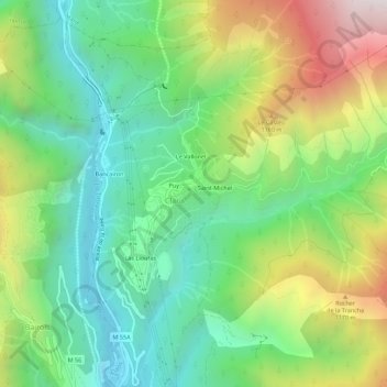 Mapa topográfico Le Barry, altitud, relieve