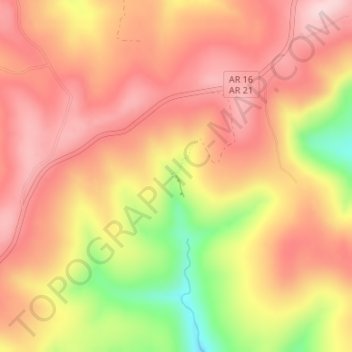 Mapa topográfico Glory Hole, altitud, relieve