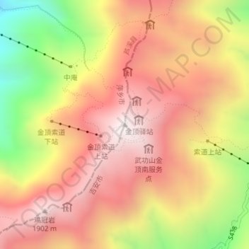 Mapa topográfico 金顶, altitud, relieve