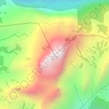 Mapa topográfico Anamudi, altitud, relieve