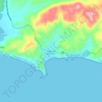 Mapa topográfico Mazunte, altitud, relieve