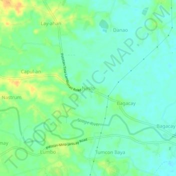 Mapa topográfico Naslo, altitud, relieve