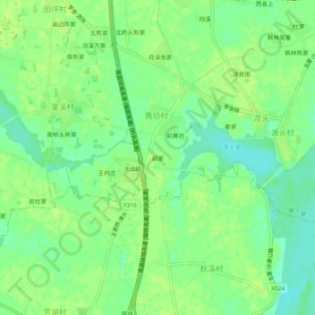 Mapa topográfico 胡家, altitud, relieve